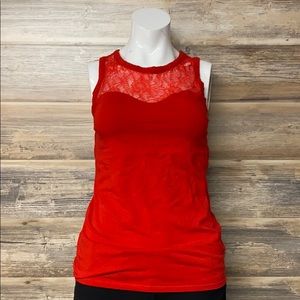 Express Sleeveless Lace Red Top EUC